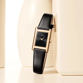 Модные часы CARNIVAL для женщин, роскошные брендовые ультратонкие Квадратные кожаные повседневные кварцевые наручные часы для девочек, Водонепроницаемые Reloj Mujer