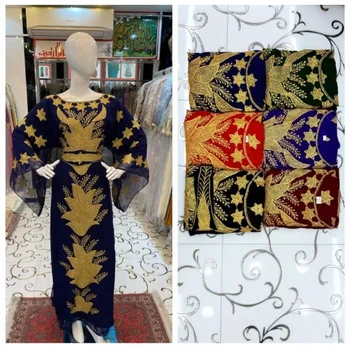 Этническое платье, Дубайский кафтан, Вышитая Жоржетом Абайя, Праздничная одежда, Марокканская модная длина 56 дюймов