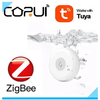CORUI Zigbee Tuya Беспроводной датчик наводнения Сценарий домашней автоматизации Охранная сигнализация приложение 