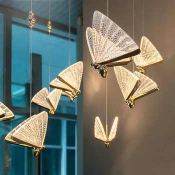Подвесные светильники Butterfly Led для внутреннего освещения, подвесная лампа в скандинавском стиле, прикроватная лестница, Современная Домашняя спальня, Арт-подвеска Iluminação