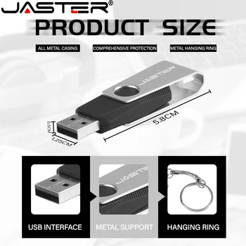 Флеш-накопитель JASTER с брелоком для ключей USB 2.0 флэш-накопитель с вращающимся металлическим Бесплатным пользовательским логотипом U-диск свадебный подарок 64GB 32GB Memory stick