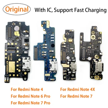 100% Оригинал Для Xiaomi Redmi Note 5 4 4X6 7 Pro Micro USB порт для зарядки, док-станция для зарядного устройства, гибкий кабель, запасные части