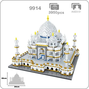 PZX 3950 шт. Тадж-Махал 3D Архитектурная Модель Алмазные Мини Строительные Блоки Кирпичи Развивающие Игрушки для Детей Детские Подарки 9914