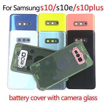 Оригинал Для Samsung Galaxy S10e S10 plus G973 G970 G975 Задняя Крышка Батарейного Отсека Задняя Дверь Корпус Стеклянная Панель Детали Объектива Камеры