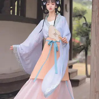 Женский костюм Hanfu Элегантный Костюм Сказочной принцессы для Косплея, одежда для выступлений, Китайский Традиционный костюм с перекрестным воротником, комплект костюмов