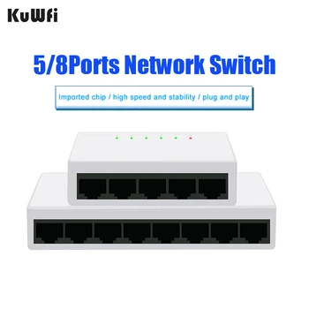 KuWFi 5/8-Портовый Настольный сетевой коммутатор 10/100 Мбит/с Ethernet Switch Adapter Быстрый RJ45 Ethernet Switcher Автоматическое Переключение MDI/MDIX