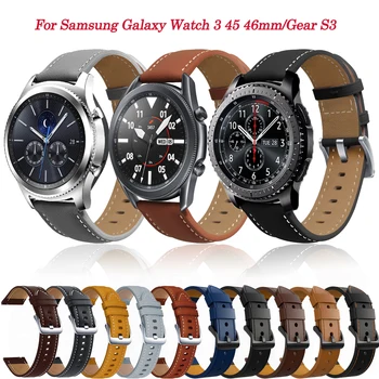 Для Samsung Galaxy Watch 3 41 мм 45 мм Ремень 22 мм Браслет Из натуральной Кожи Ремешки Для Наручных Часов Браслет Для Gear S3 Frontier/Классический Ремешок