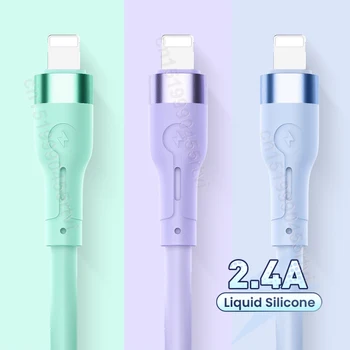 USB-кабель для быстрой зарядки 2.4A для iPhone 14 13 12 11 Pro Max, жидкий силиконовый кабель для быстрой зарядки мобильного телефона, провод для передачи данных, шнур 1/2 м