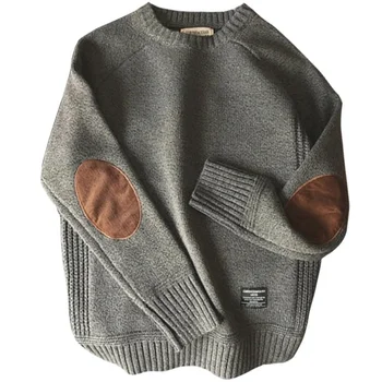 Мужской модный свитер на весну и осень, повседневный пуловер с длинным рукавом и круглым вырезом, теплый однотонный высококачественный новый мужской пуловер