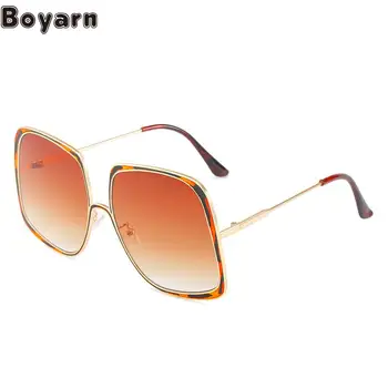 Boyarn 2022, Новые солнцезащитные очки в большой оправе, персонализированные Металлические Квадратные очки в стиле стимпанк, Сетчатые Красные такие же солнцезащитные очки