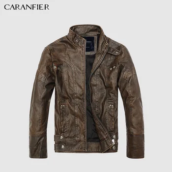 CARANFIER/Мужские Кожаные куртки, Мужская Куртка Высокого Качества, Классические Мотоциклетные Ковбойские пальто, мужские Толстые пальто Стандартного размера США