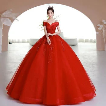 Роскошные красные Пышные платья с открытыми плечами, вечернее платье, Бальное Платье, Милое Вечернее платье Для Выпускного вечера