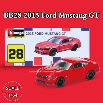 Мини-модель автомобиля Bburago 1/64, BB28 2015 Ford Mustang GT Масштабная Миниатюрная художественная игрушка-реплика автомобиля, отлитая под давлением