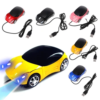 Игровая мышь в форме автомобиля, Проводная мышь высокого разрешения, 3d Оптическая, 2 фары, мышь в форме автомобиля Для портативных ПК, мини-компьютер