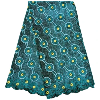 Французское кружево, высококачественное кружево, блестящее африканское кружево, зеленые сетчатые ткани для женского платья, 5 ярдов