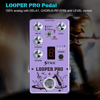 Stax RE-05 Looper Pro С петлителем реверберации Хоруса с задержкой и эффектом тюнера для бас-гитары, Педаль с несколькими эффектами, Байпас
