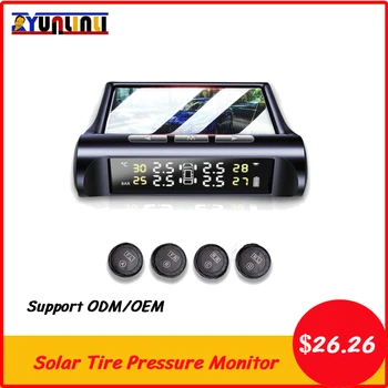 Солнечный монитор давления в шинах TPMS Внешний монитор давления в шинах Цветной экран цифровой дисплей Монитор реального времени для автомобиля