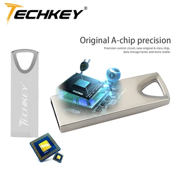Techkey высокоскоростной флэш-накопитель memoria pendrive 64G водонепроницаемый флеш-накопитель 16GB 8GB 4GB 32GB flash usb металлический ключ-флешка