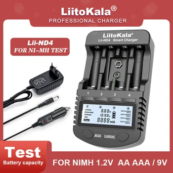 LiitoKala Lii-ND4 NiMH/Cd зарядное устройство AA AAA зарядное устройство с ЖК-дисплеем и тестовой емкостью аккумулятора 9 В.