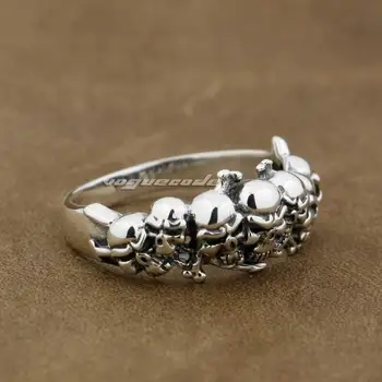 Мужское байкерское рокерское кольцо с черепом из стерлингового серебра 925 пробы 8Y013