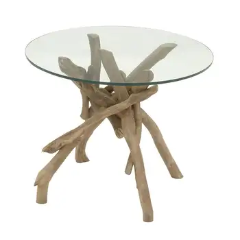 20-дюймовый столик ручной работы из коричневого дерева с прозрачным стеклом, 1 шт.