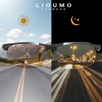LIOUMO Алюминиевая Оправа Наружные Фотохромные Поляризованные Солнцезащитные очки Мужские Антибликовые Очки Для Вождения Хамелеон gafas de sol hombre