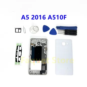 Для SAMSUNG Galaxy A5 2016 A510 A510F A510FD Металлическая Средняя Рамка Полный Корпус Шасси Крышка Батарейного Отсека Задняя Дверь Чехол Для Телефона