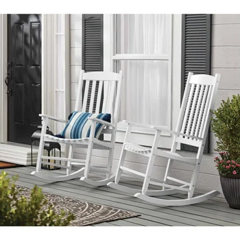 Уличное деревянное кресло-качалка для веранды, белого цвета, устойчивая к атмосферным воздействиям, переносное складное кресло