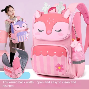 Школьные сумки, защита позвоночника, Снижение нагрузки, для девочек на плечах, легкий водонепроницаемый школьный рюкзак