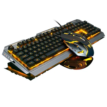 Набор механических клавиатуры и мыши Ослепительного цвета, проводной игровой Водонепроницаемый ноутбук, настольный компьютер, универсальный