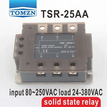 25AA TSR-25AA трехфазный SSR вход 80 ~ 250VAC нагрузка 24-380VAC однофазное твердотельное реле переменного тока