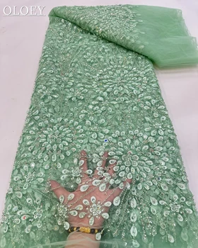 Высококачественная Модная французская Кружевная ткань с 3D цветочной вышивкой в африканском нигерийском стиле, расшитая блестками и бисером Кружевная ткань Для Свадебного платья