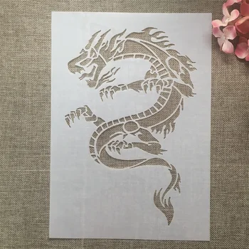 Тонкий Маленький дракон формата А4 29 см, Многослойные Трафареты 