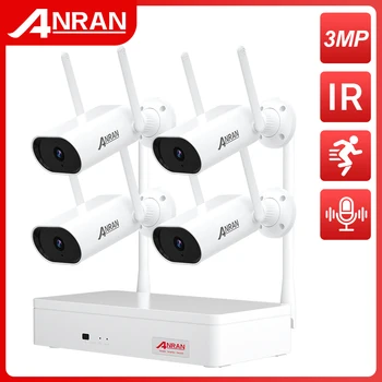 Беспроводная камера наблюдения ANRAN 3MP, водонепроницаемая система видеонаблюдения, комплект видеонаблюдения, Аудиокамера, комплект видеорегистраторов ночного видения