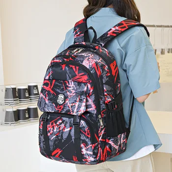 Камуфляжные школьные сумки Большой емкости, женский Корейский ранец, повседневный рюкзак, ортопедические школьные сумки с граффити, Трендовый Оксфордский рюкзак