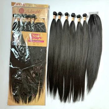 Лидер продаж, Длинные Шелковые Прямые Пучки волос с застежкой, высококачественный натуральный цвет, 30-дюймовый пакет для Плетения волос STW, 6 шт. в одном лоте
