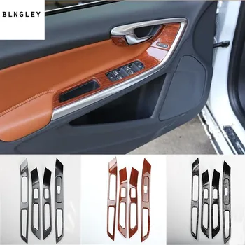 4 шт./лот, декоративная крышка для панели стеклоподъемника автомобиля из углеродного волокна или дерева ABS для 2014-2018 Volvo S60
