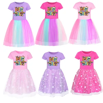 Платье Аниме Superkitties Для Маленьких девочек, Нарядные платья Принцессы с Радугой, Детские Свадебные платья для маленьких девочек, Летние подарки на День Рождения