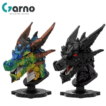 Garno Animal Dragon, Китайский Зодиак, коллекция головы дракона, Строительный блок, конструктор для мальчиков, игрушка для сборки блоков, подарок