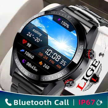 LIGE Новые Смарт-часы с 454*454 AMOLED Экраном, Bluetooth-Вызов, Музыкальный плеер, Мужские Часы IP68, Водонепроницаемые Роскошные Умные Часы Для Мужчин + подарок