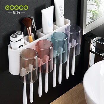 Держатель для зубных щеток ECOCO, Настенная подставка, Аксессуары для ванной комнаты, набор для пары и семьи, Подставка для зубных щеток