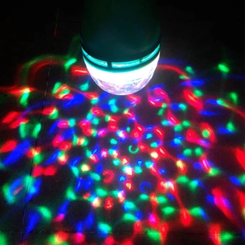 Сценическая лампа E27, светодиодная лампа RGB, красочная вращающаяся лампочка, Волшебный цветной проектор, Автоматически вращающийся сценический светильник для праздничной вечеринки
