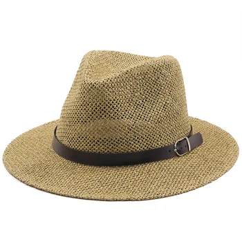Простая джазовая панама с поясом, Летние Солнцезащитные шляпы для женщин, Мужское Сомбреро, Пляжная Соломенная Фетровая шляпа, Кепка с защитой от ультрафиолета, Вводная часть