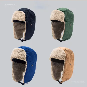 Шерстяная шапка-авиатор-Траппер, Солдатские ушанки, Теплые зимние утепленные и флисовые защитные наушники, велосипедные капюшоны, Мужские шапки