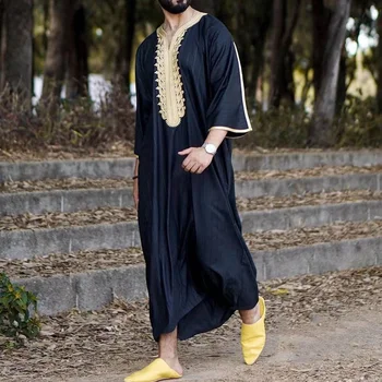 Исламский Кафтан, Мусульманская Мужская Одежда, Марокканский Кафтан с ручной вышивкой, Свободный и Дышащий Djellaba Abaya Thobe для Мужчин, Лето 2022