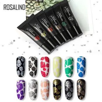 ROSALIND Лак для стемпинга ногтей, Гель-лак с черно-белым штамповым принтом, Гибридные лаки, УФ-лаки для дизайна ногтей