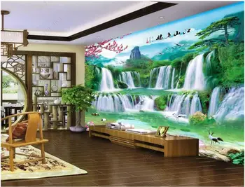 изготовленная на заказ фреска 3d фотообои Современная горная вода водопад пейзаж фон домашнего декора обои для стен 3d гостиной