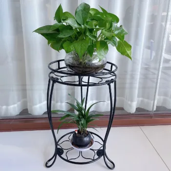 Европейский тип, двухслойная железная художественная подставка для цветов, простые полки для растений на балконе в гостиной, металлические стеллажи для растений французского типа
