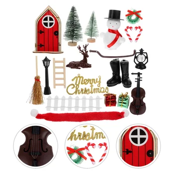 Рождественские мини-украшения для дома, Декор в виде Дерева, Модель двери, куклы, макет сцены