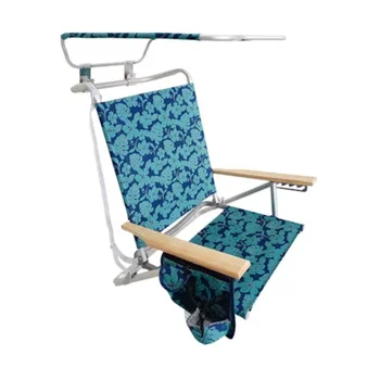 Складной пляжный стул с навесом, Сумкой для хранения, Подстаканником, 5 положений для откидывания, 275 фунтов, Вместимость, 31,00x25,50x30,50 дюймов